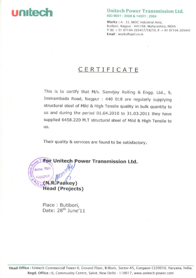 PERFORMANCE-CERT-UNITECH-POWER
